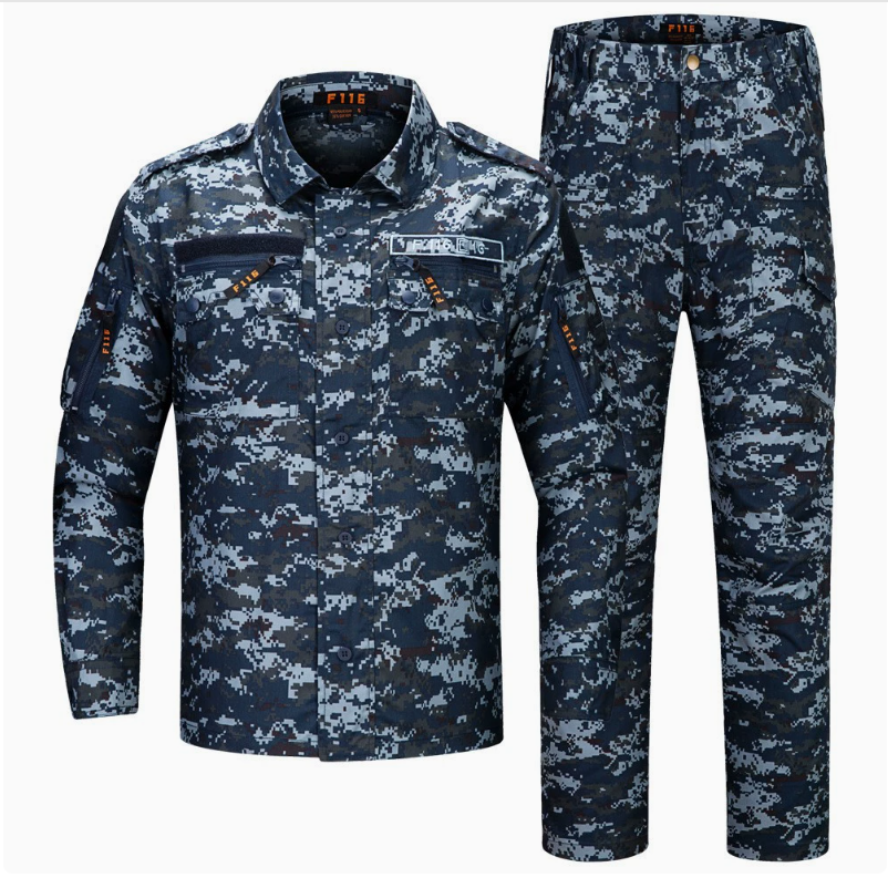 F116 long-sleeved camouflage suit for men, a thin, breathable, wear-resistant and tear-resistant outdoor sports tactical set Item Picture