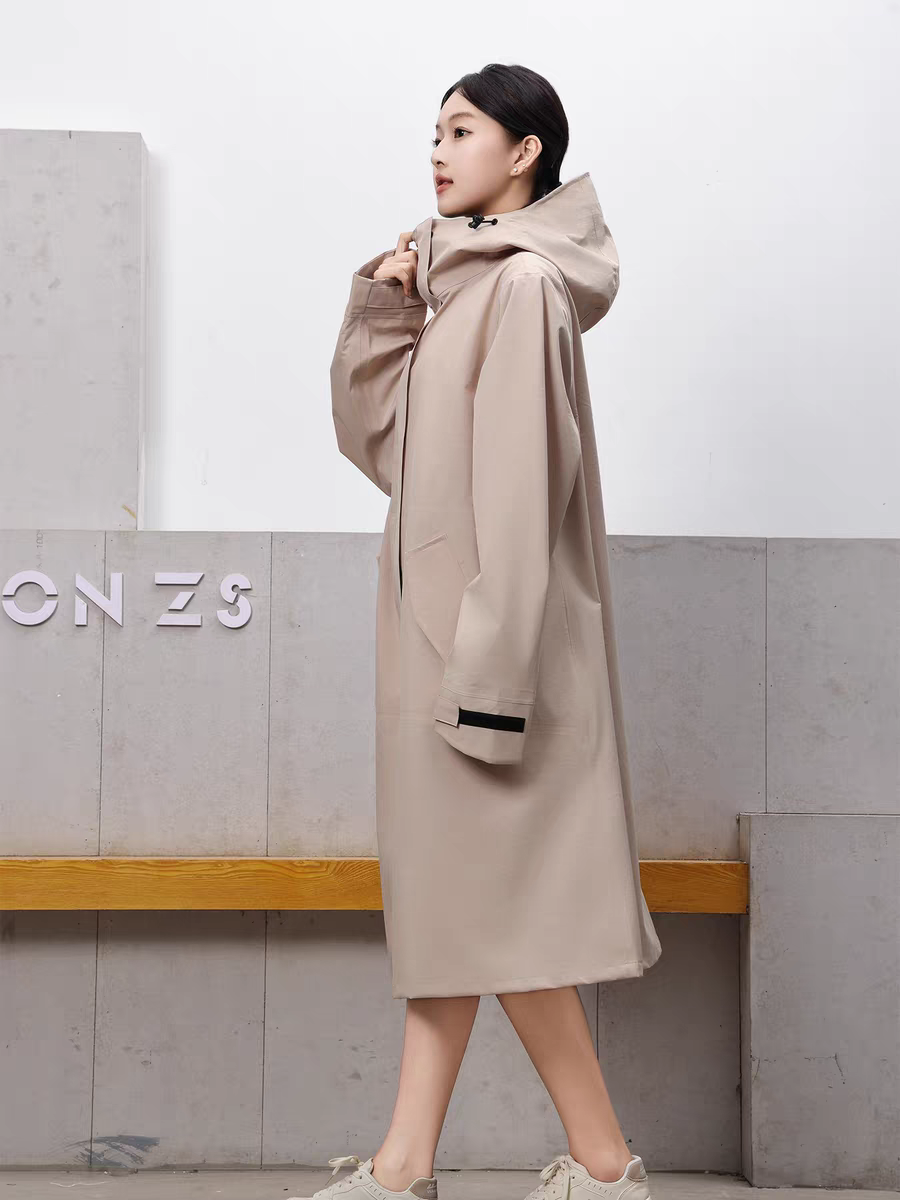 长款三层布雨衣男女通用多色可选高档风雨衣白底实物图