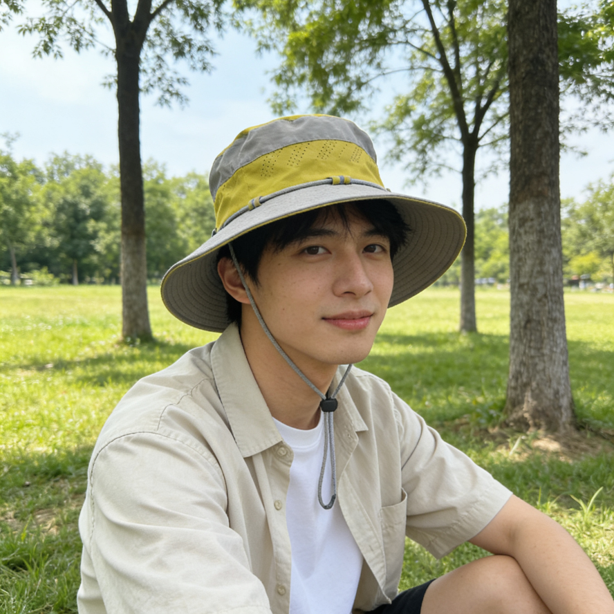 New spring, summer and autumn fashion and trendy color-blocking outdoor wide-brimmed hats, casual and popular UV-resistant hiking hats, and sunshade hats for traveling, sports and fishing detail image 6