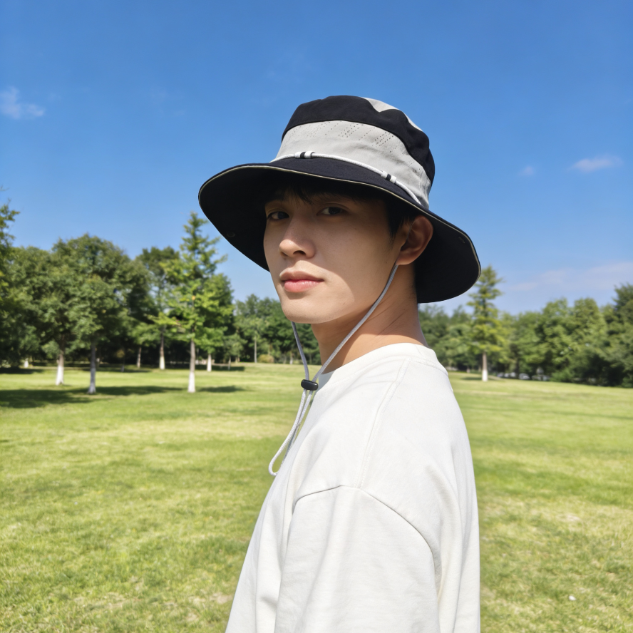 New spring, summer and autumn fashion and trendy color-blocking outdoor wide-brimmed hats, casual and popular UV-resistant hiking hats, and sunshade hats for traveling, sports and fishing detail image 5