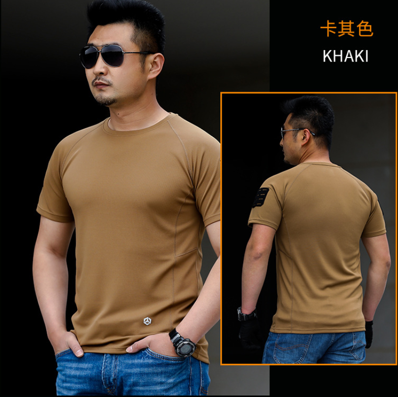 Summer quick-drying mosquito repellent tactical T-shirt for men, outdoor sun protection and mosquito repellent, ultra-light round-neck half-sleeve, running pure ice silk short sleeve details Picture