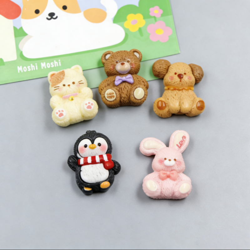 树脂工艺品配件企鹅小猫动物配件钥匙扣发夹发绳服装保温杯配件手机壳洞洞鞋贴片拼豆套装小摆件冰箱贴diy饰品小配件批发树脂