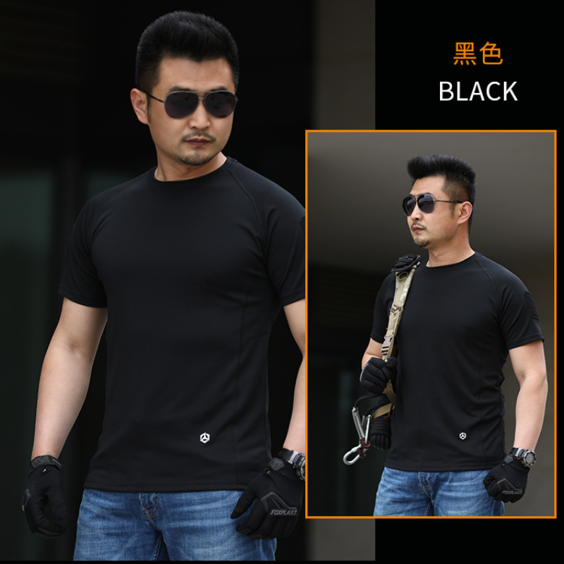 Summer quick-drying mosquito repellent tactical T-shirt for men, outdoor sun protection and mosquito repellent, ultra-light round-neck half-sleeve, running pure ice silk short sleeve Specification image