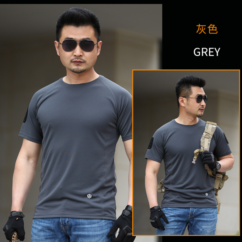 Summer quick-drying mosquito repellent tactical T-shirt for men, outdoor sun protection and mosquito repellent, ultra-light round-neck half-sleeve, running pure ice silk short sleeve Item Picture