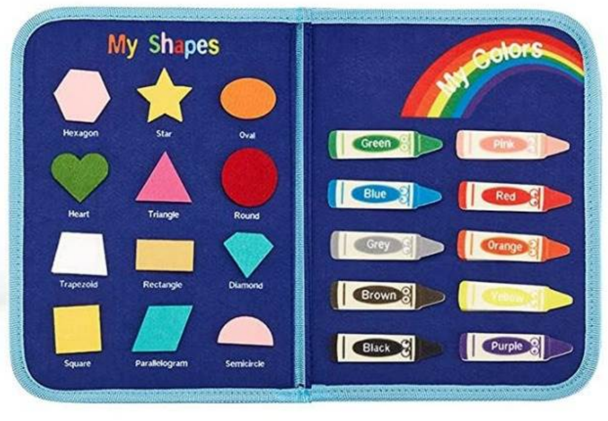 Blue dinosaur handbag, children's educational toy set, numbers, letters, shapes, colors, weather, animal matching, learning cloth books, early education teaching AIDS, trendy light and shadow, science zone Application Scenario