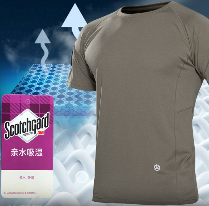 夏季速干防蚊战术T恤男户外防晒驱蚊超轻圆领半袖跑步纯冰丝短袖