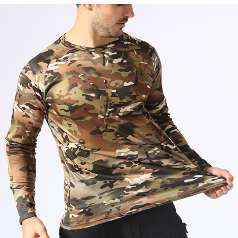 Summer new men's casual round-neck long-sleeved shirt outdoor sports running fitness mountain climbing cycling casual sports long-sleeved shirt