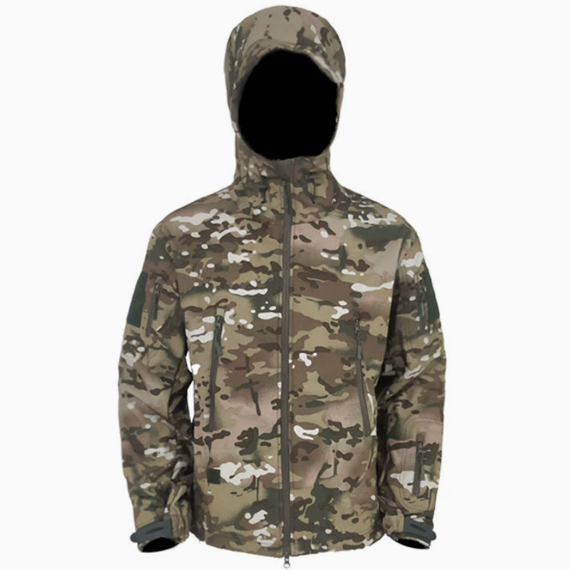 New all-cotton training uniform, outdoor camouflage uniform, shark skin windbreaker, waterproof, windproof and wear-resistant training uniform, hooded top Specification image