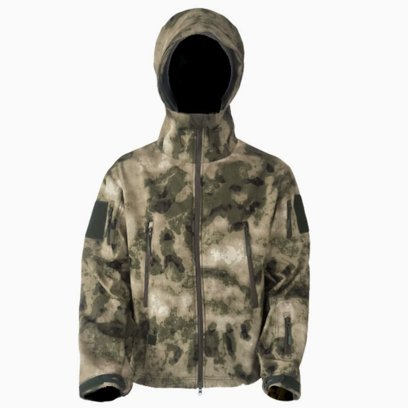 New all-cotton training uniform, outdoor camouflage uniform, shark skin windbreaker, waterproof, windproof and wear-resistant training uniform, hooded top details Picture