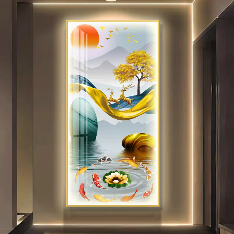Home decoration decorative paintings, wall paintings, craft paintings, living room and bedroom decorative paintings, crystal porcelain paintings, LED entrance paintings with lights, large diamond carving paintings, factory direct sales, big discounts, customizable styles and sizes, aluminum alloy frames, gold and black styles available detail image 8