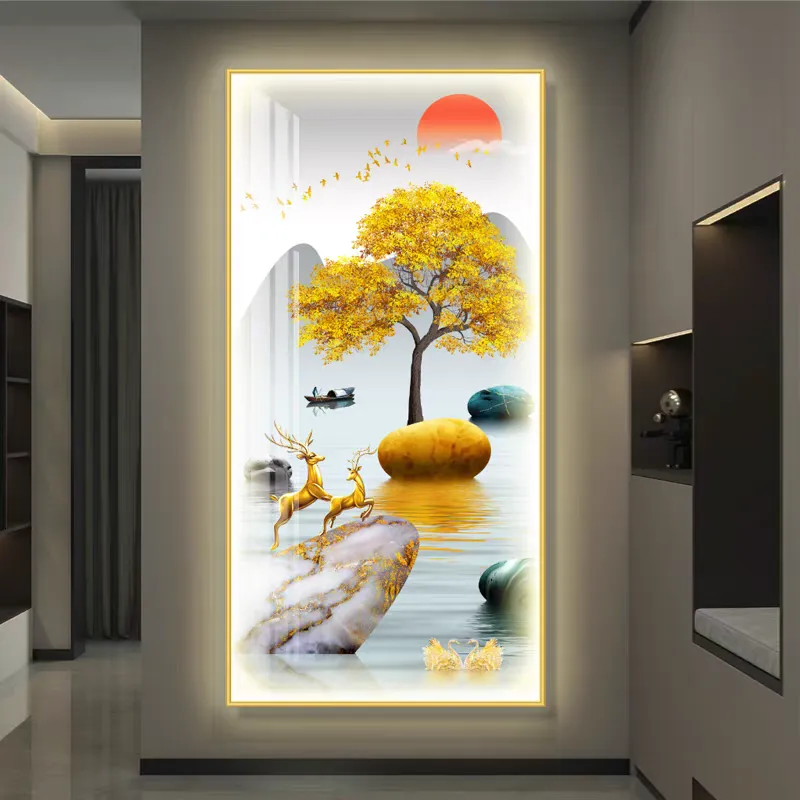 Home decoration decorative paintings, wall paintings, craft paintings, living room and bedroom decorative paintings, crystal porcelain paintings, LED entrance paintings with lights, large diamond carving paintings, factory direct sales, big discounts, customizable styles and sizes, aluminum alloy frames, gold and black styles available detail image 6