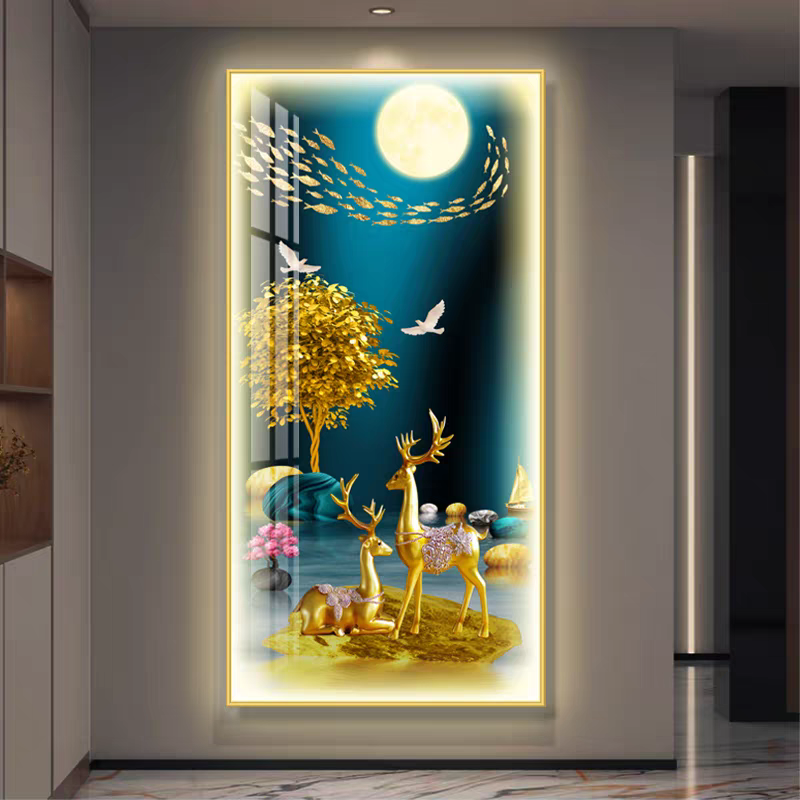 Home decoration decorative paintings, wall paintings, craft paintings, living room and bedroom decorative paintings, crystal porcelain paintings, LED entrance paintings with lights, large diamond carving paintings, factory direct sales, big discounts, customizable styles and sizes, aluminum alloy frames, gold and black styles available detail image 7