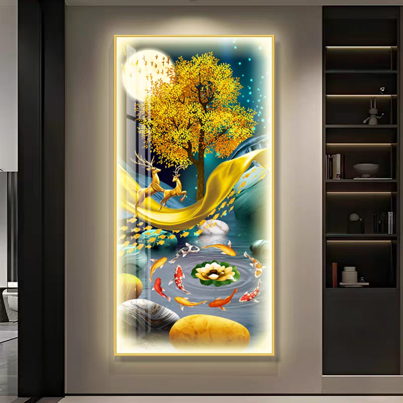 Home decoration decorative paintings, wall paintings, craft paintings, living room and bedroom decorative paintings, crystal porcelain paintings, LED entrance paintings with lights, large diamond carving paintings, factory direct sales, big discounts, customizable styles and sizes, aluminum alloy frames, gold and black styles available detail image 2