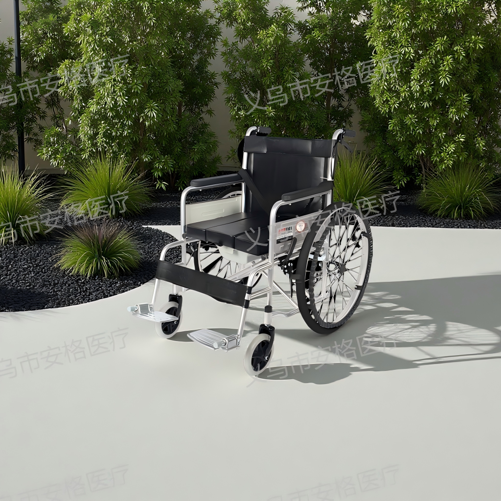 Leather toilet rehabilitation assistive device wheelchair helps promote a healthy life. High-quality equipment suitable for the elderly and the disabled full figure