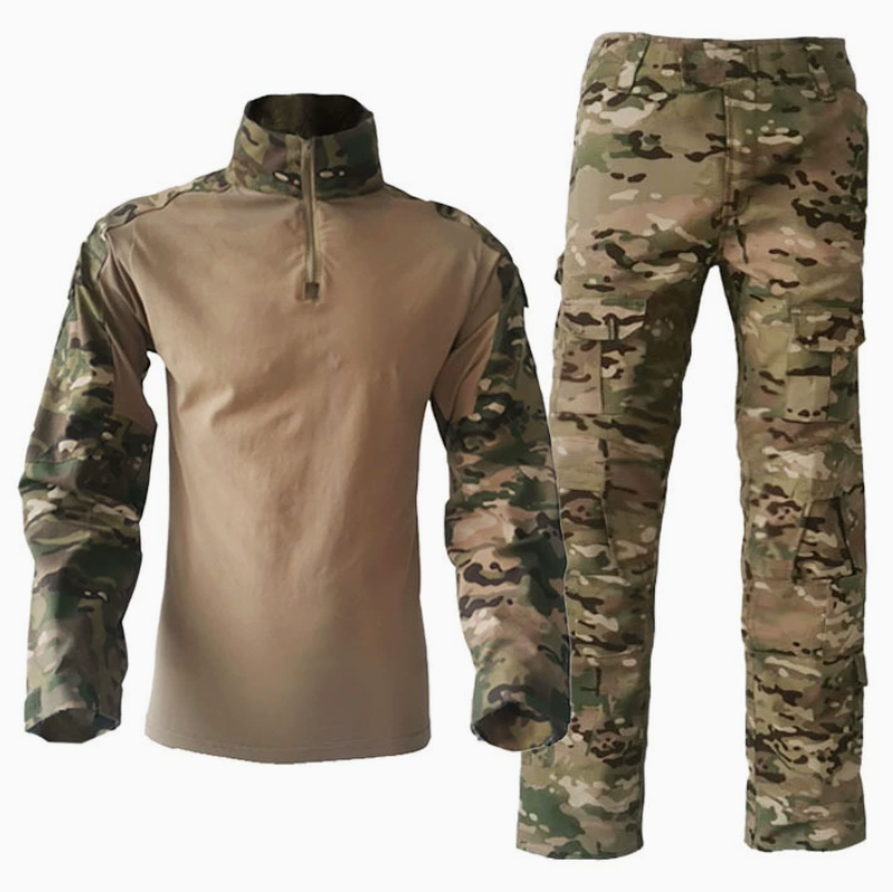 Outdoor waterproof men's frog suit long-sleeved sports training wear-resistant and windproof frog suit CP camouflage tactical warm suit long-sleeved set details Picture