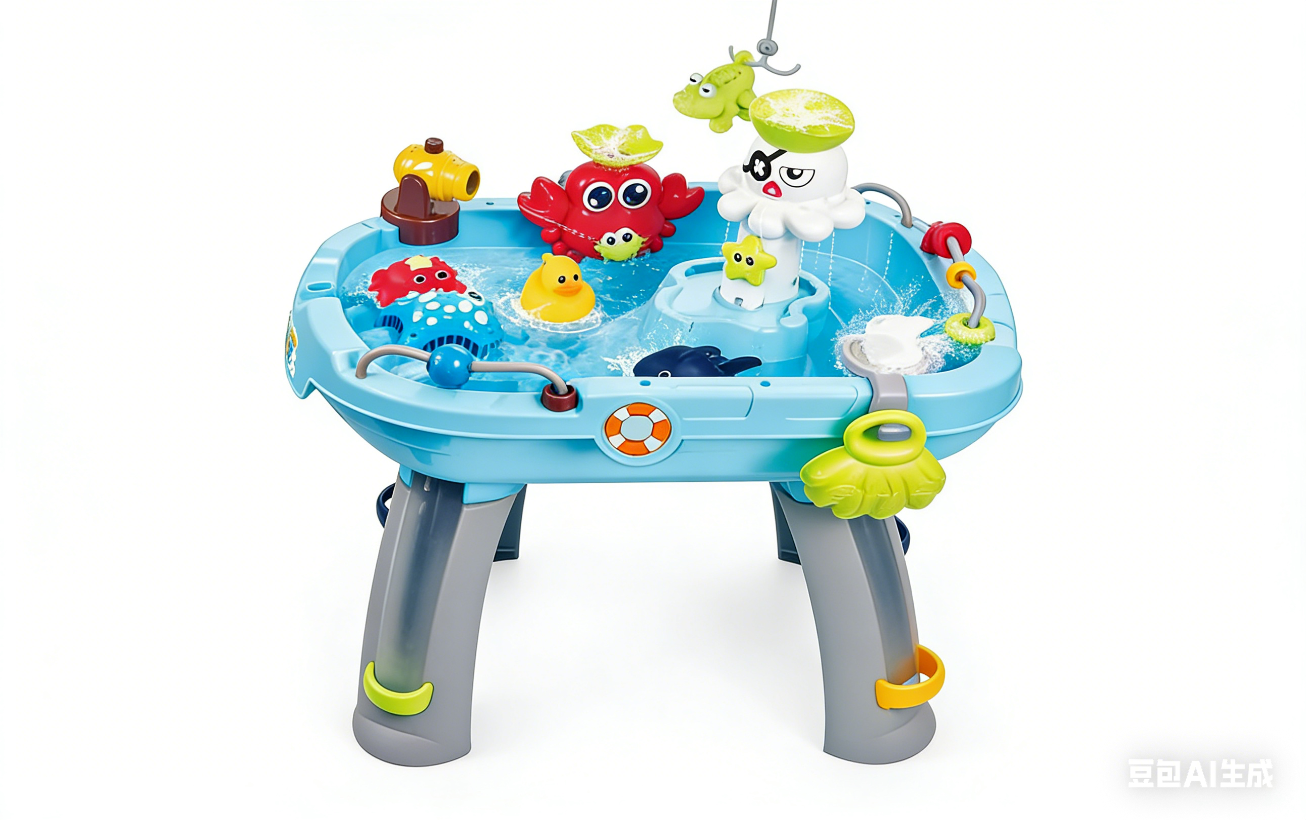 The Youleen 5308 amusement boat water play toy set for children features a variety of water table toys. The fruit and animal models are reusable and easy to clean. Multiple colors are available