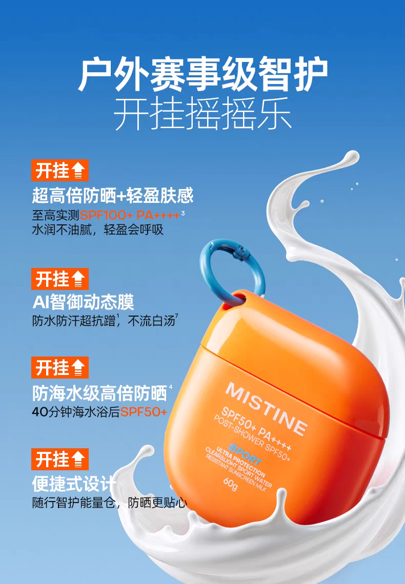 Mistine蜜丝婷开挂摇摇乐防晒霜40g  户外防水清爽隔离防水防汗防晒详情图2