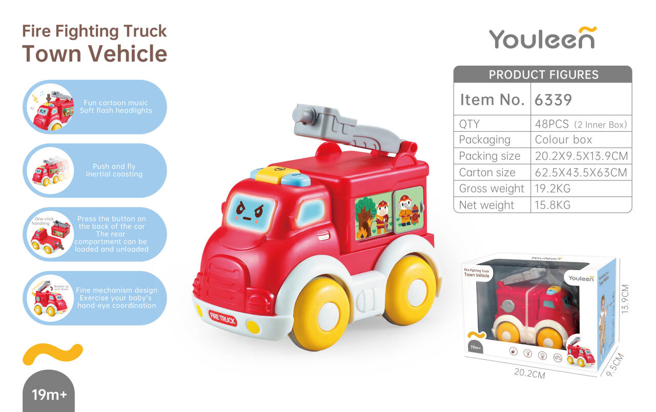 Youleen 6339 Urban Traffic Fire Truck, Red fire truck toy model, children's educational building blocks, Boys' gift details Picture