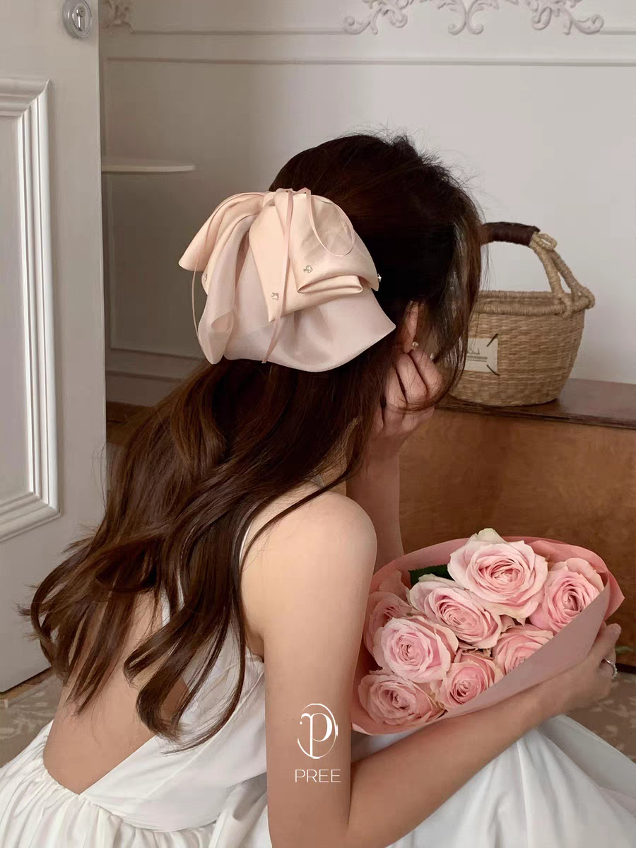 Hairpin accessories, fashionable headwear, cute hair accessories, trendy women's hairpins, spring new Korean style, gentle and elegant, thousand gold style bow ponytail scratch-off, 2025 new elegant hairpin, women's back head Specification image