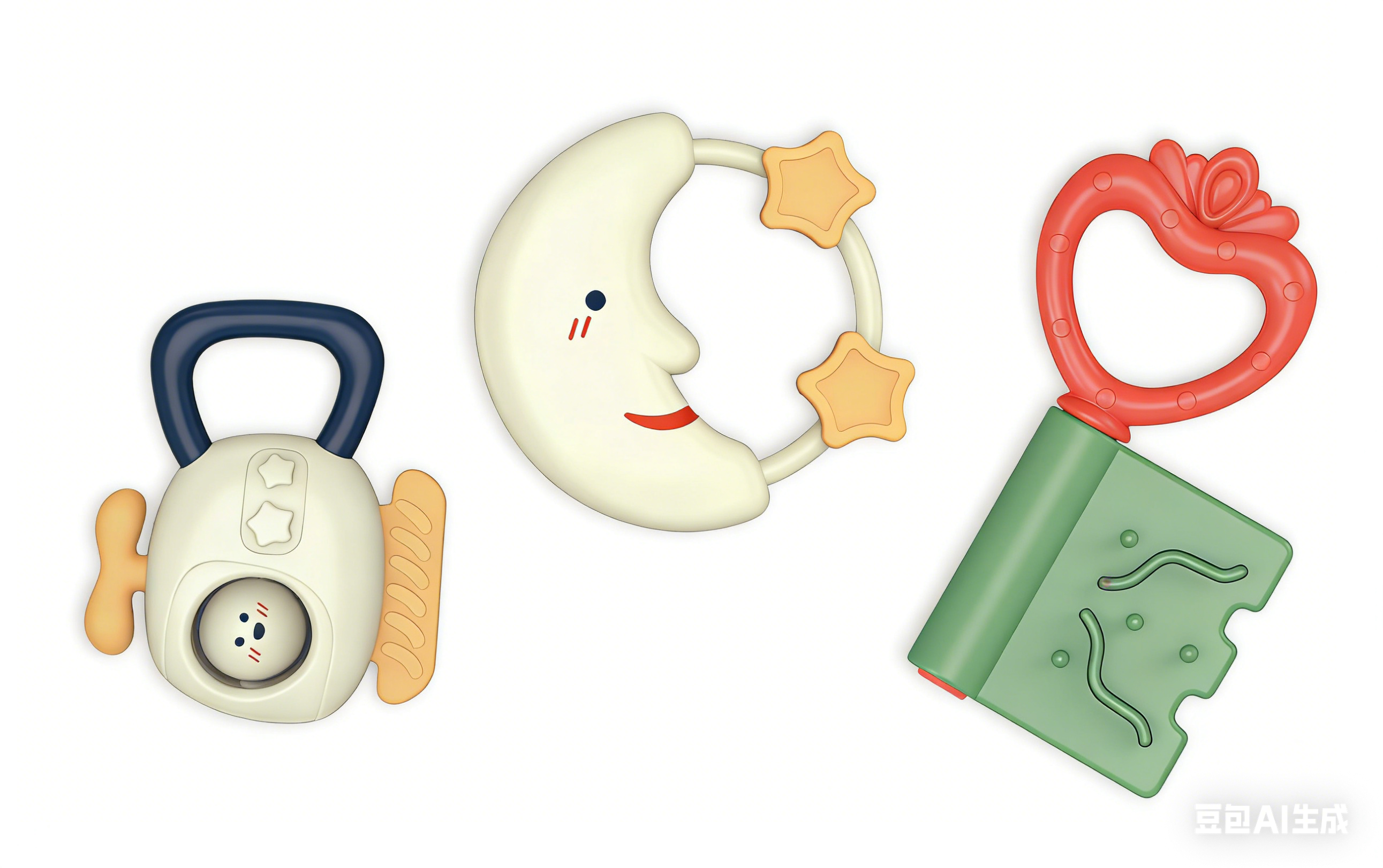 Youleen Baby Teething Ring Set 3M + Baby Soothing Biting Gel, Biting Intelligence and Early Education Toy, Baby Toy, Anti-Biting Silicone Toy, 3-piece Baby Teething ring set