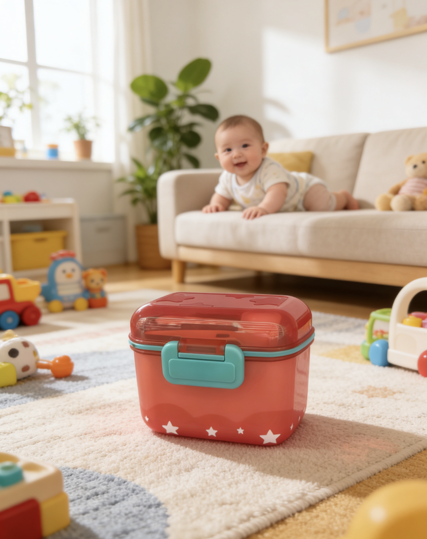 Baby and maternal products milk powder storage box, moisture-proof and sealed milk powder box, 360ml, 180g, with handle, safe, non-toxic and odorless detail image 3