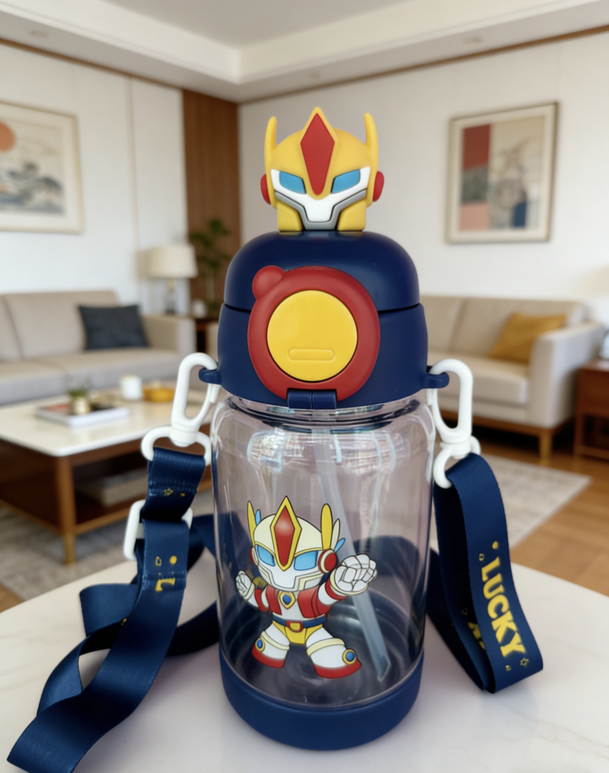 Straw cup, daily necessities, portable drinking cup, leak-proof lid, cup set, children, students, baby carrier, cartoon 3D, 500ml, pop-up lid, bouncing straw detail image 5