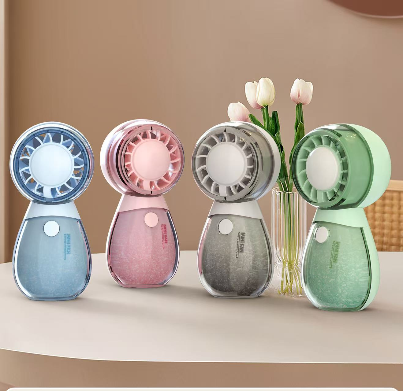 Cartoon-patterned portable mini fan, a compact and portable rechargeable summer cooling wonder details Picture