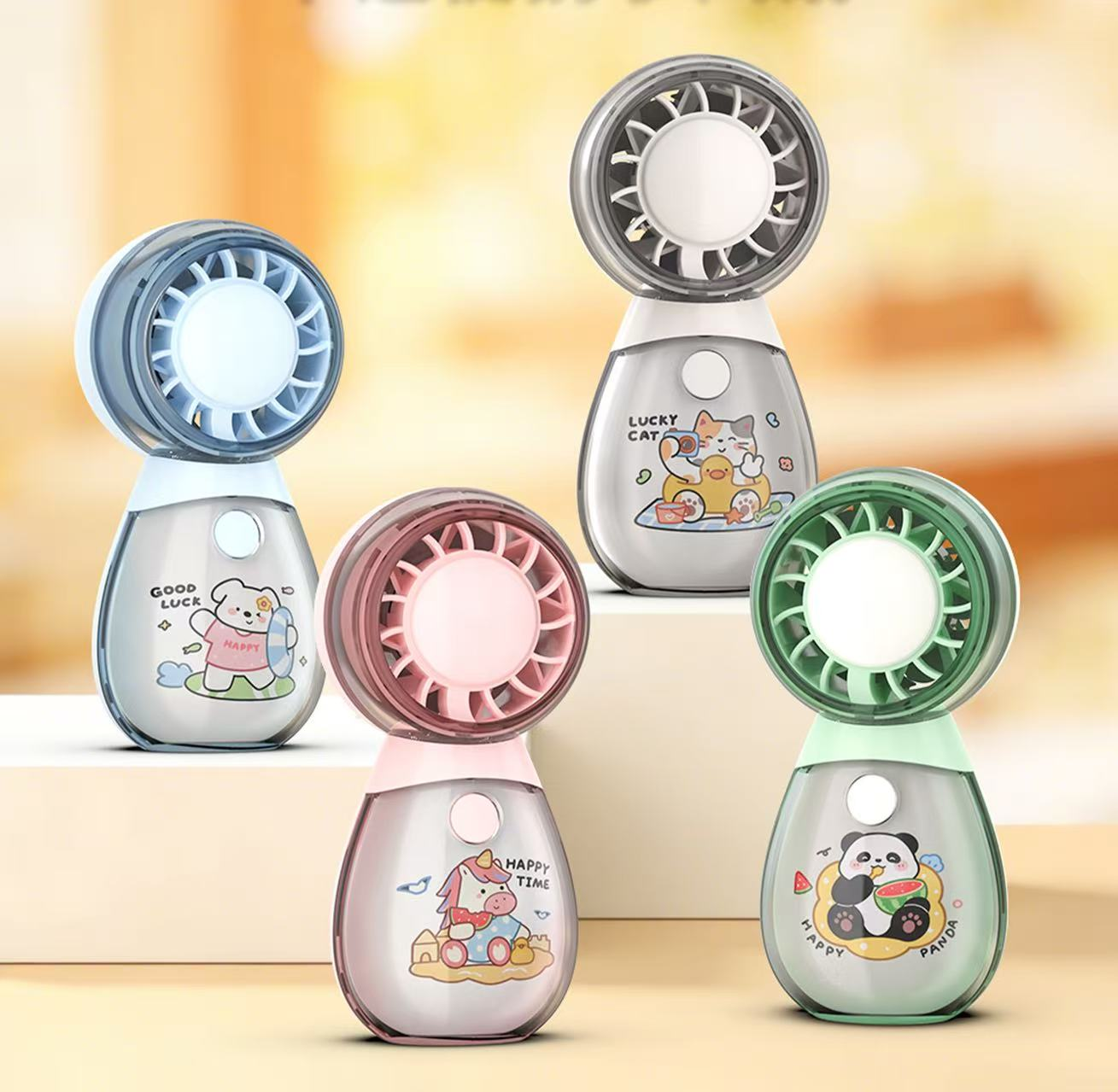 Cartoon-patterned portable mini fan, a compact and portable rechargeable summer cooling wonder