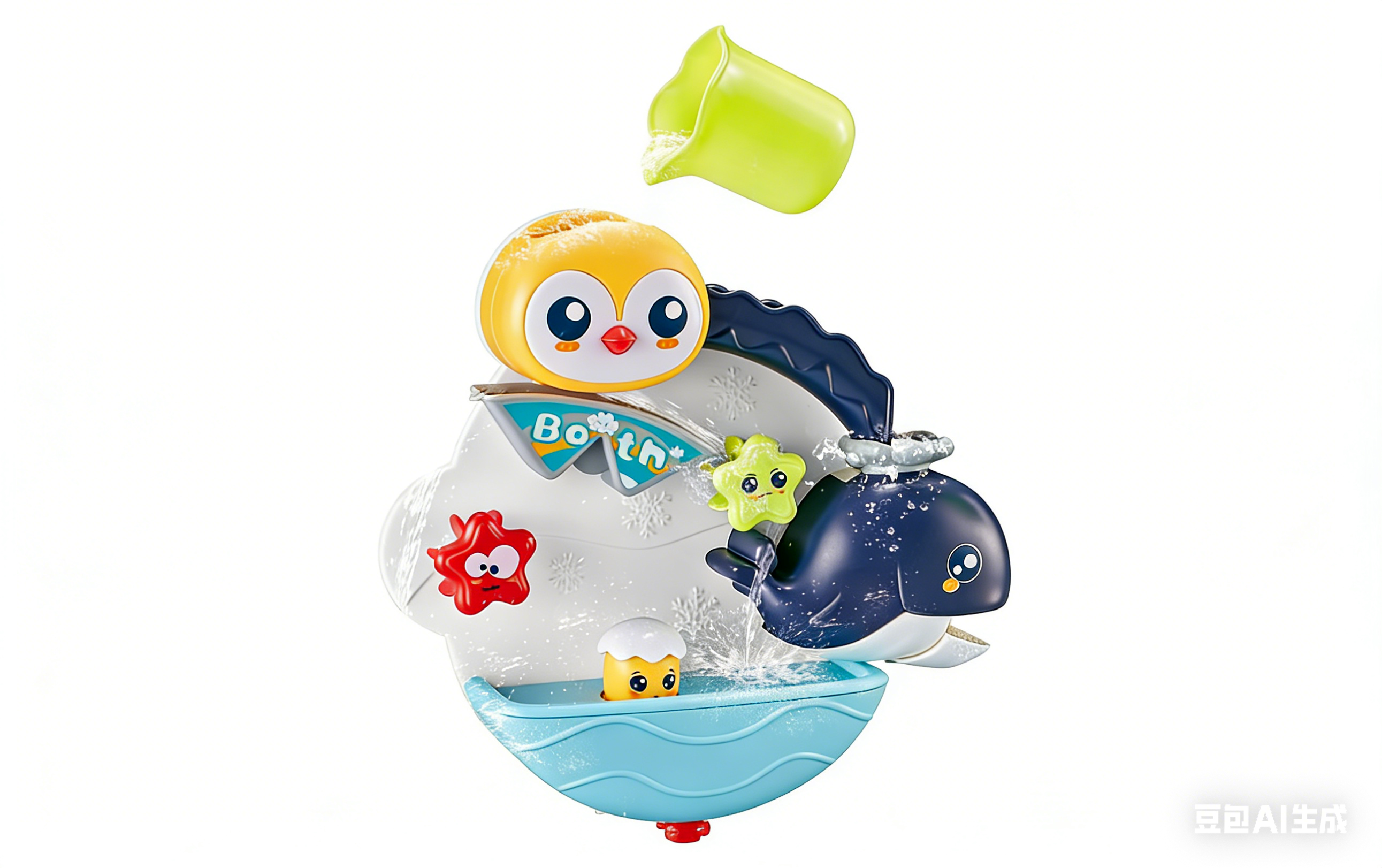 Youleen 5315 Cute and Fun Penguin Water Play Tray, Cartoon-style vinyl rubber Little yellow duck Bathing toy, special for children in summer