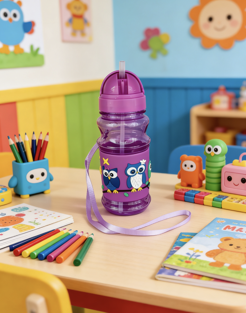Children, toddlers, students, carrying water cups, water bottles, suction cups, straw cups, 400ml, cartoon three-dimensional detail image 5