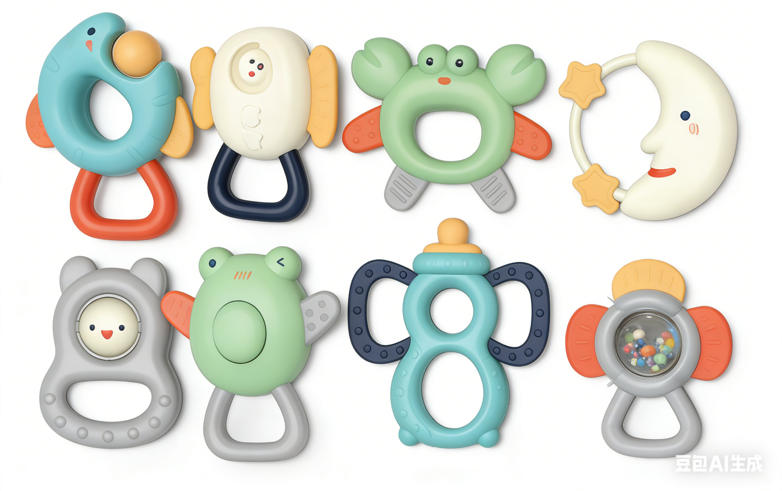 Youleen 868-8 Baby Teething Ring Ring Set, 0-1-year-old baby intelligence and early education toy, teeth grinding, soothing and grasping training