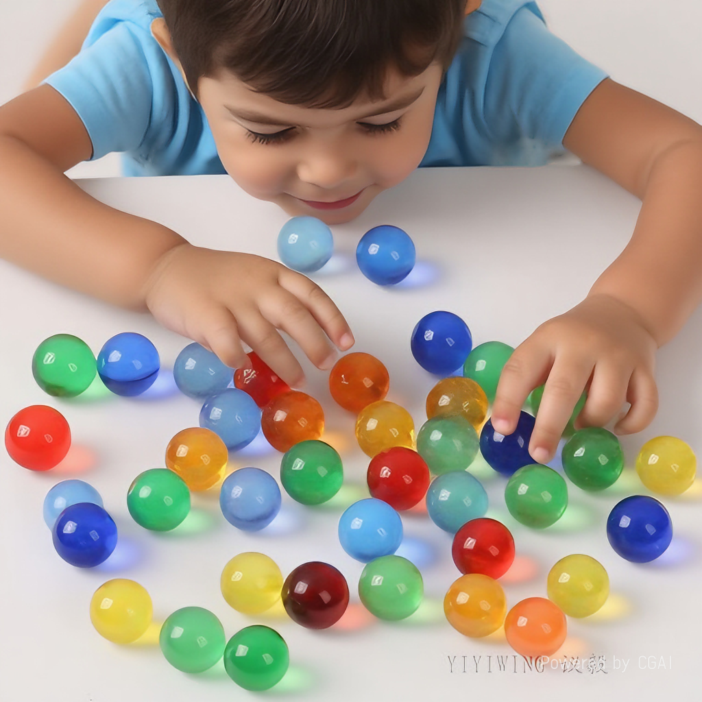 100 14mm colored transparent glass beads, 1.4cm deep blue, green, pink, amber, yellow and light blue marbles, round balls