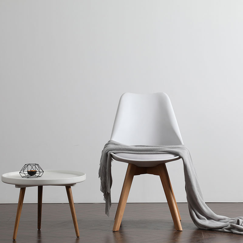 北欧实木脚软座垫餐椅家用书房时尚彩色椅子设计师创意郁金香椅现代简约风格椅子边桌组合家用客厅休闲家具