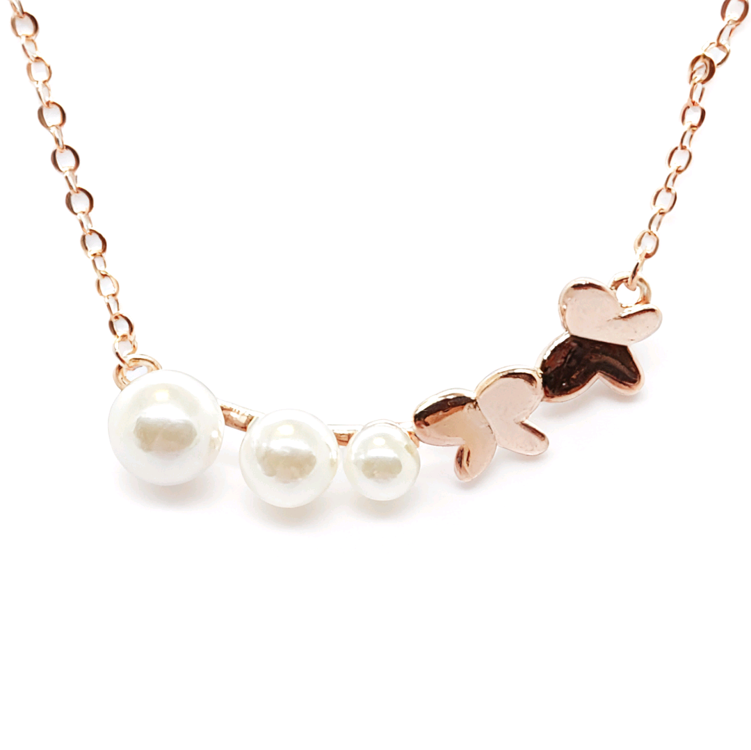 Pearl butterfly necklace, pearl necklace, pearl chain, women's elegant necklace