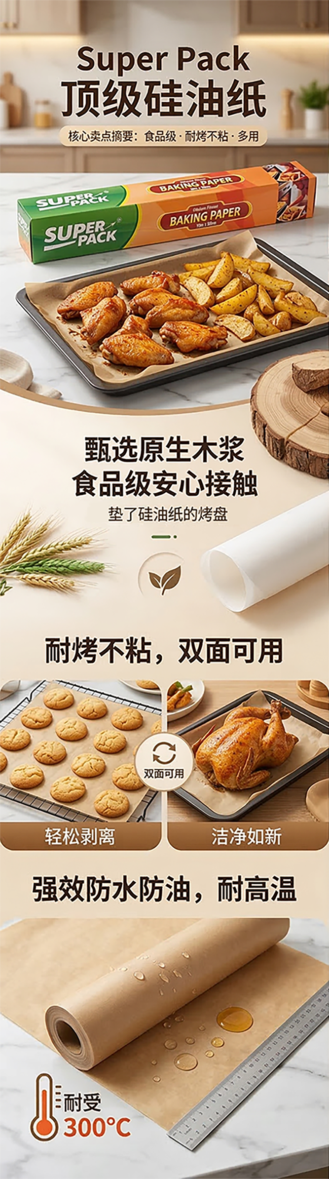 来米国际bakingpaper硅油纸防油防粘一纸多用详情1