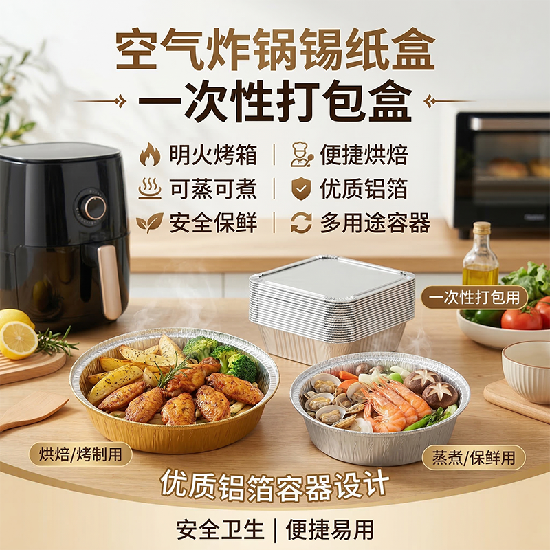 来米国际家用铝箔铝箔餐盒金色优选品质