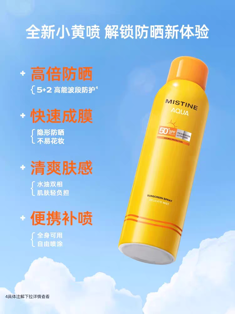 Mistine蜜丝婷水活清透倍护防晒喷雾180ml 防紫外线防水全身通用 产品图
