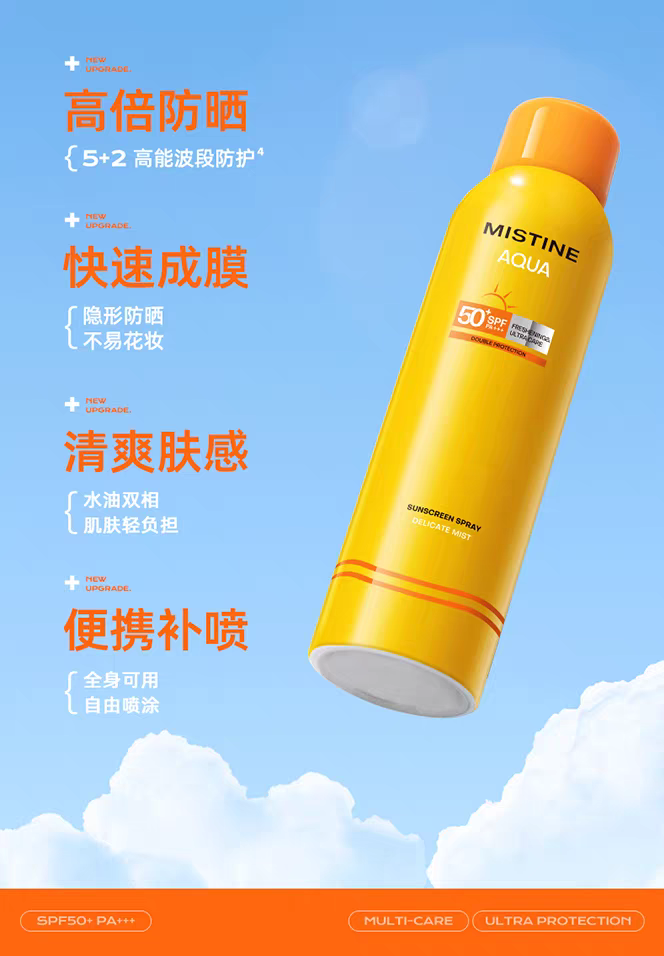 Mistine蜜丝婷水活清透倍护防晒喷雾180ml 防紫外线防水全身通用 详情图5