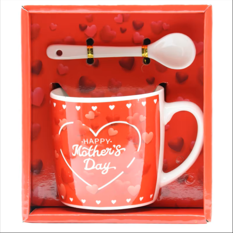 Mother's Day ceramic Cup, spoon, MOM mug, Love Gift, Wedding gift box, packaging box Item Picture