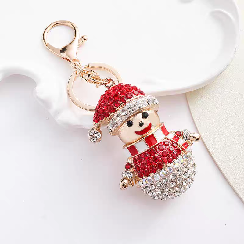 Cross-border new Christmas series: Cute diamond-encruffled Christmas snowman keychain, women's bag keychain small gift Application Scenario