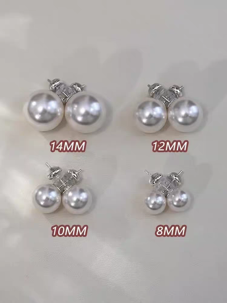 fever同款珍珠耳钉999纯银施家耳环2026新款爆款高级轻奢正圆耳饰饰品细节图