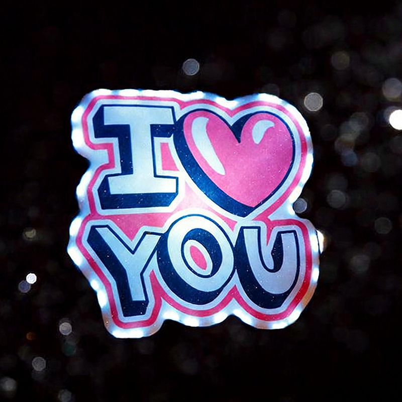 发光墙贴 I LOVE YOU 3D钮扣电子带不干胶  源头工厂直销
