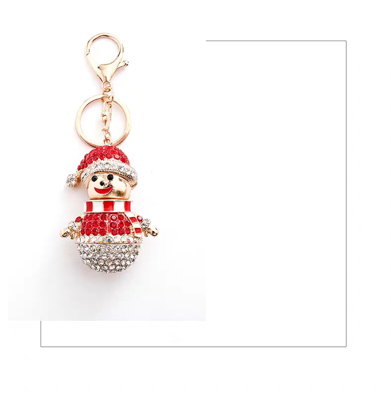 Cross-border new Christmas series: Cute diamond-encruffled Christmas snowman keychain, women's bag keychain small gift detail image 4