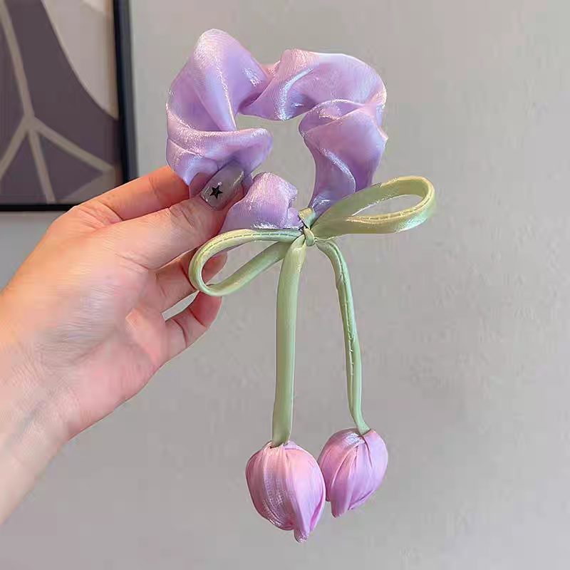 Children's tulip flower hair tie, girls' bun hairstyle, Large Intestine hair tie, Princess 2026 New ponytail hair accessory, Yifan Accessories 03 detail image 3