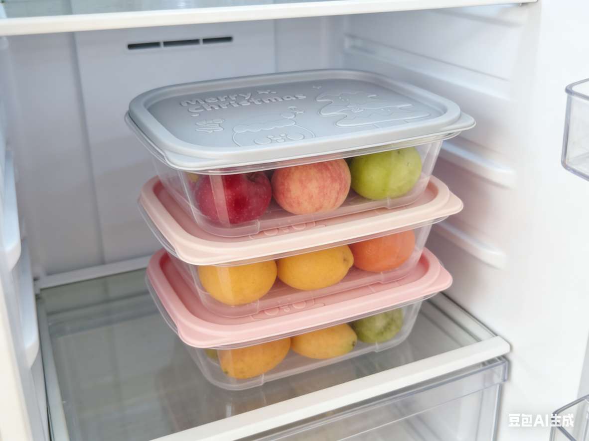 Food storage box, lunch box, storage box, daily necessities three-piece set, 1.1L rectangular, 21*14.3*8cm refrigerator box, packaging box detail image 7