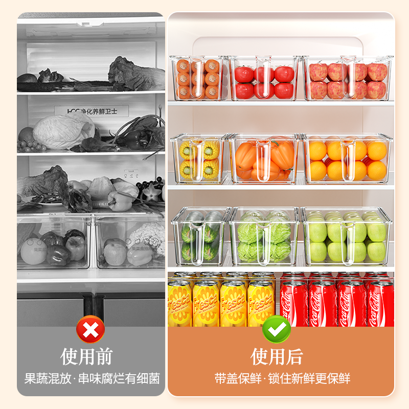 冰箱收纳盒保鲜盒食品级食品收纳整理神器冷冻储物盒整理盒抽屉详情图4