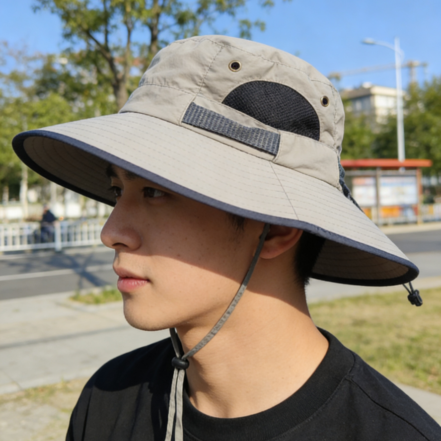 Color-blocked quick-drying soft-brimmed outdoor hat, waterproof and UV-resistant sun hat, travel cycling and mountaineering hat detail image 3