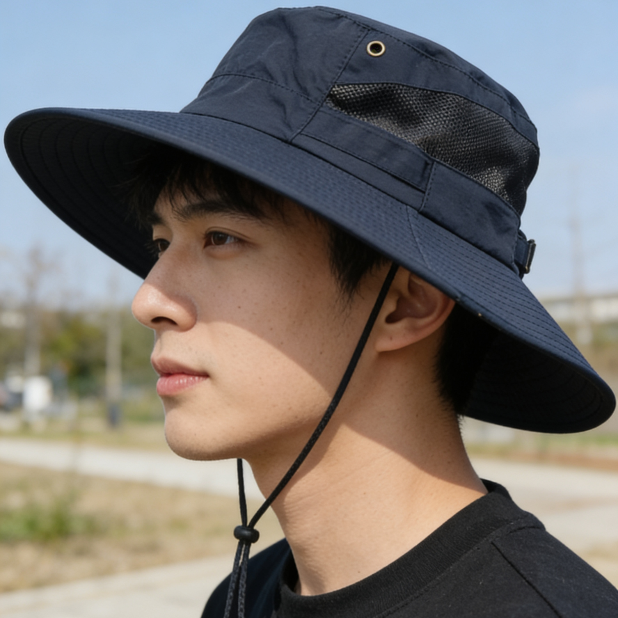New Korean-style UV-resistant wide-brimmed hat, fashionable outdoor sunshade hat, travel, mountain climbing, fishing and fisherman's hat Specification image