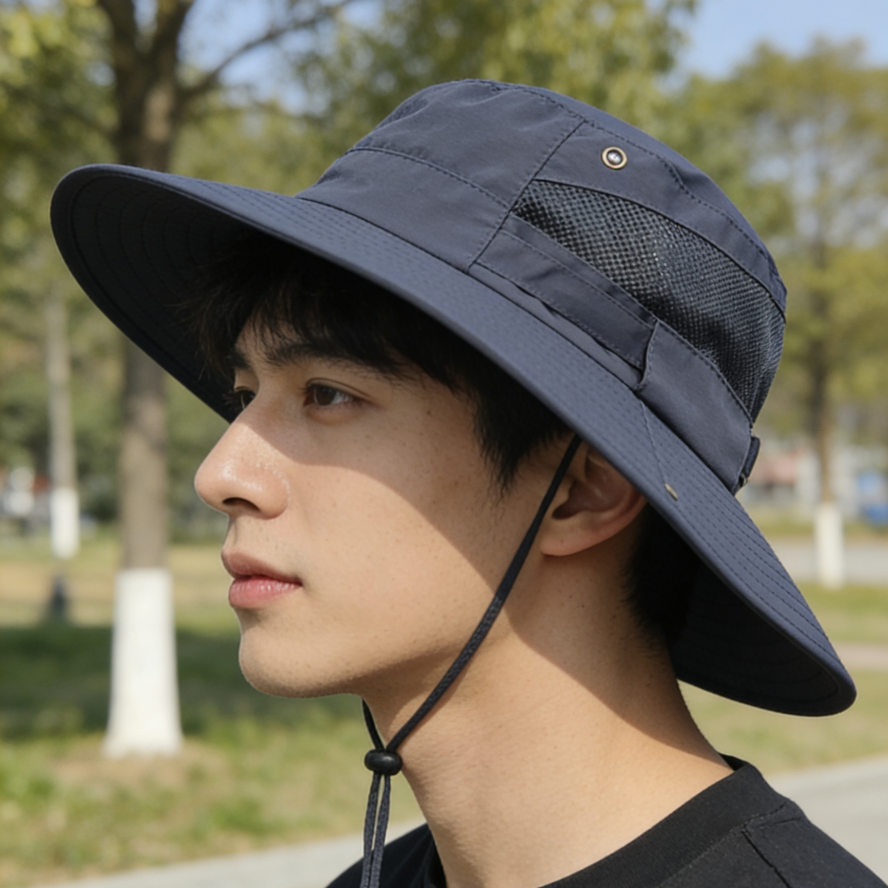 New Korean-style UV-resistant wide-brimmed hat, fashionable outdoor sunshade hat, travel, mountain climbing, fishing and fisherman's hat detail image 4