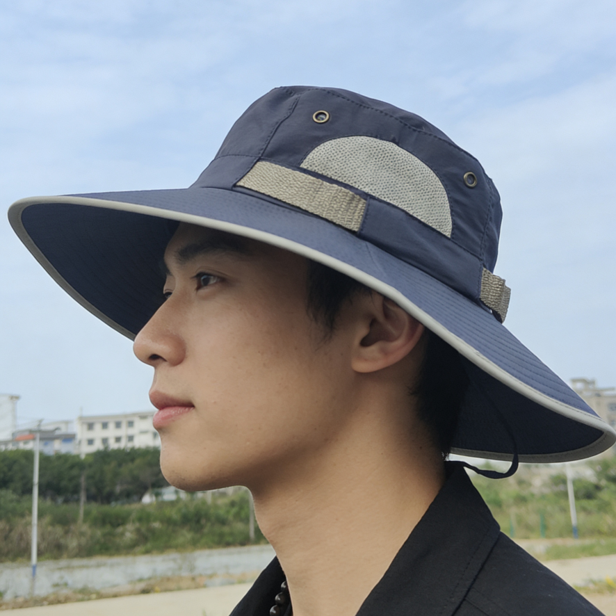 Color-blocked quick-drying soft-brimmed outdoor hat, waterproof and UV-resistant sun hat, travel cycling and mountaineering hat Application Scenario